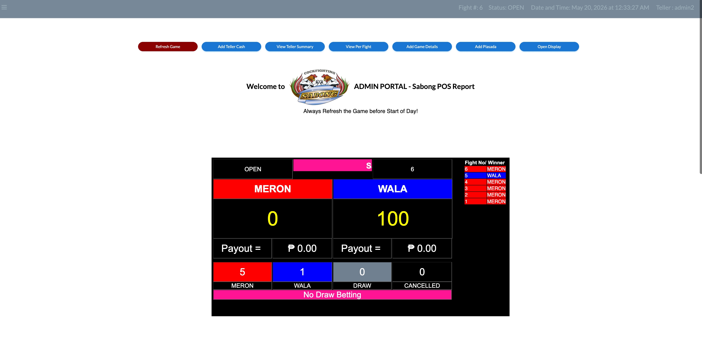 Sabong Betting System